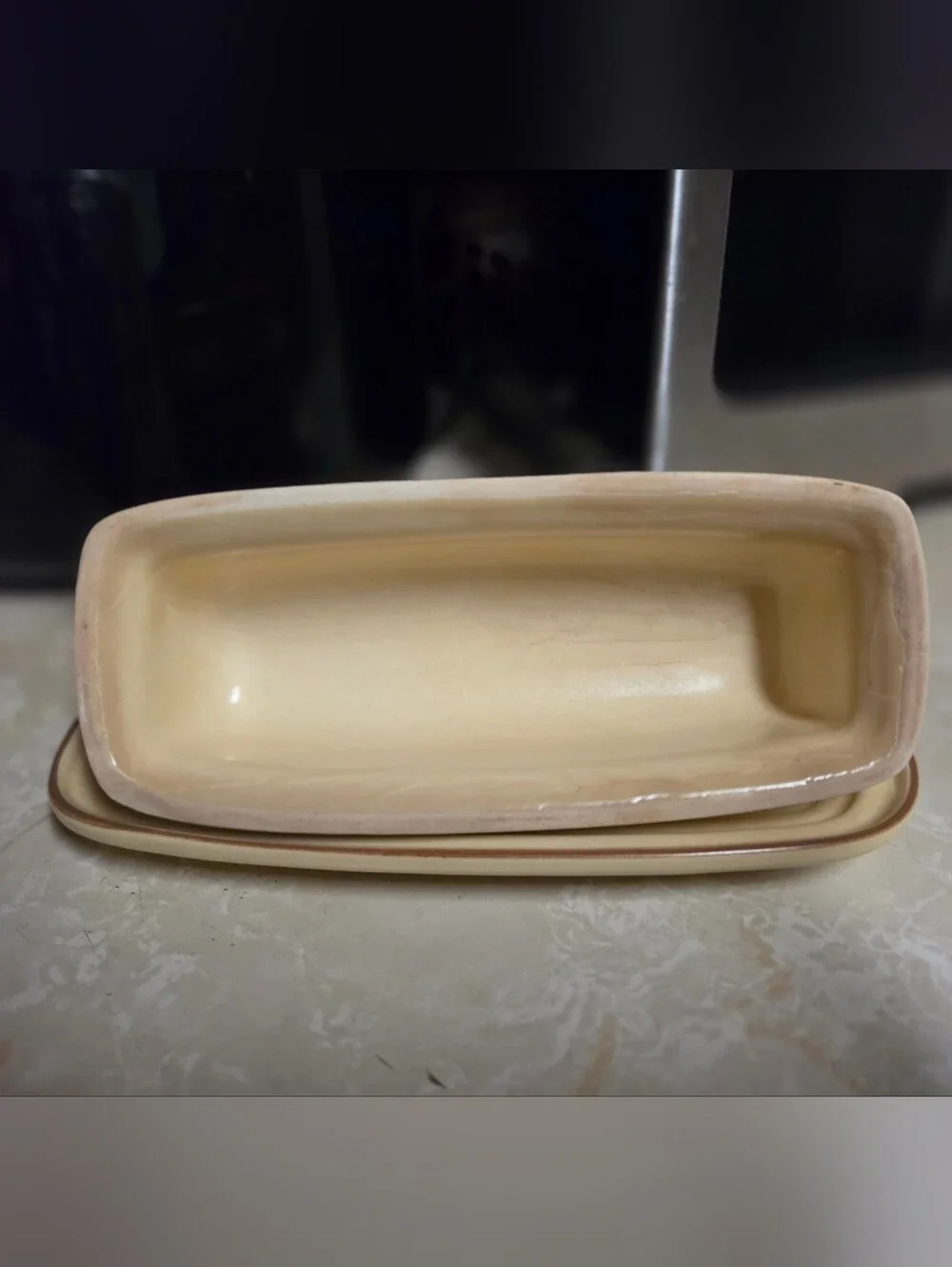 Vintage Pfaltzgraff Village Covered Butter Dish #6-28 USA Castle Mark